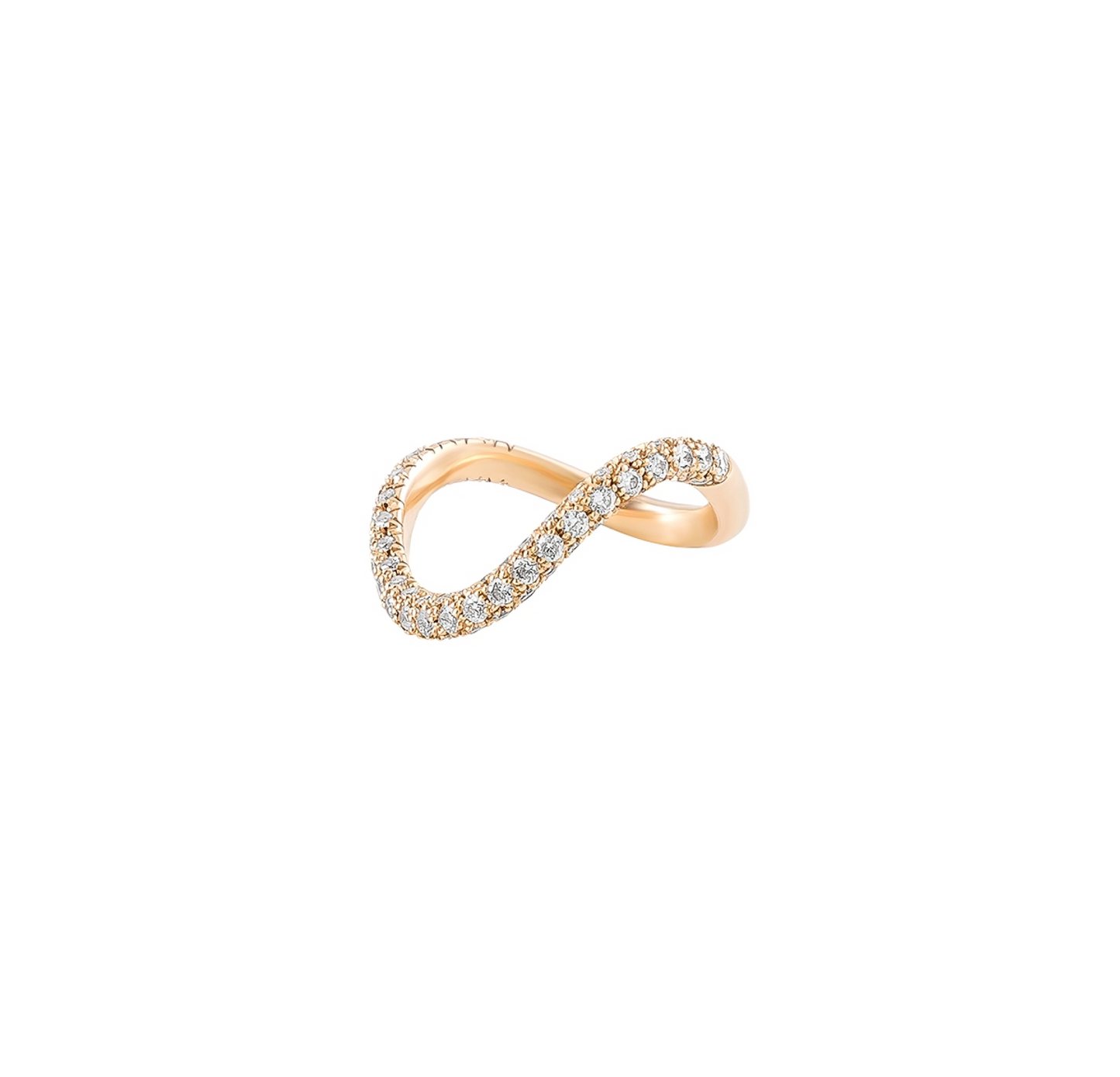 Paved Analemma ring, diamonds, yellow gold