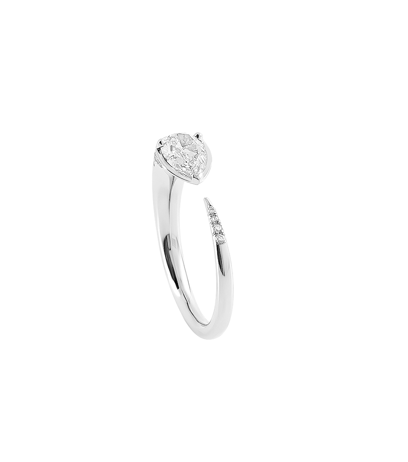 Sornette ring 0,75CT diamond, with dots 0,2CT diamonds and white gold