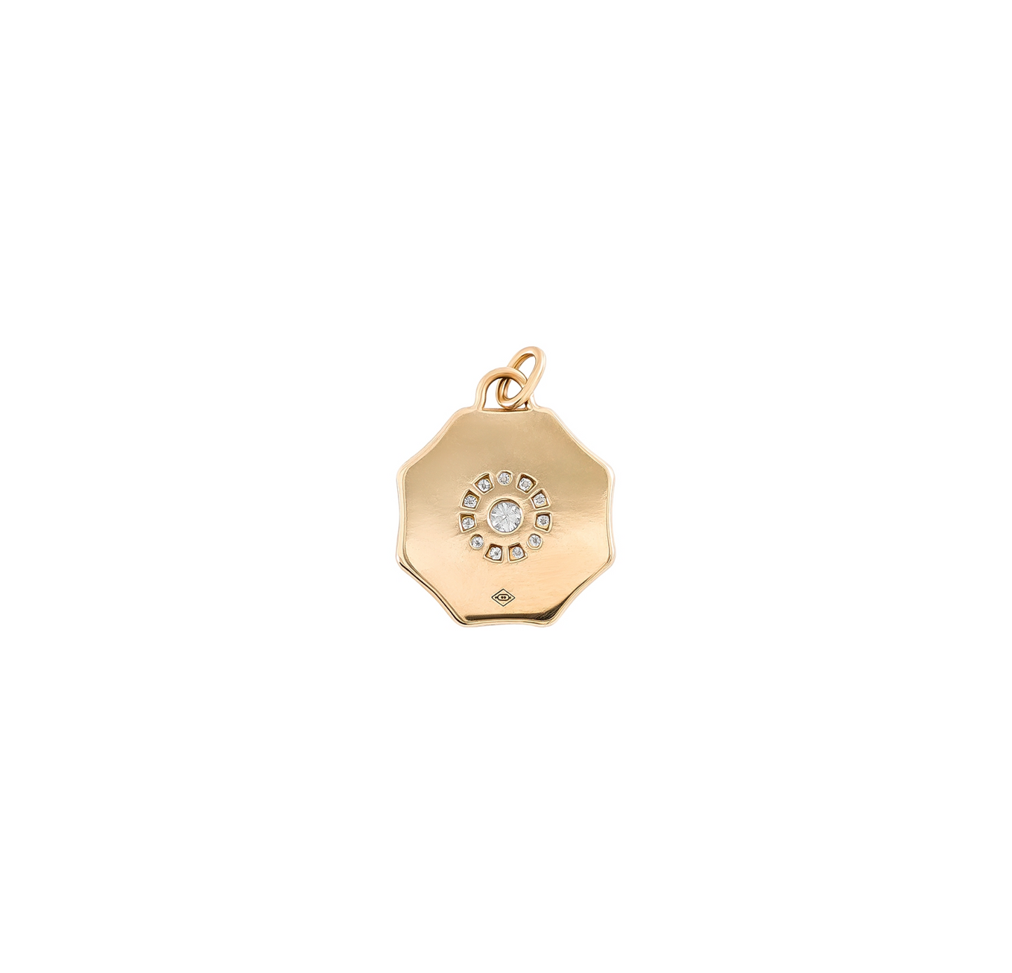 Petite Okto medal, diamond, and yellow gold