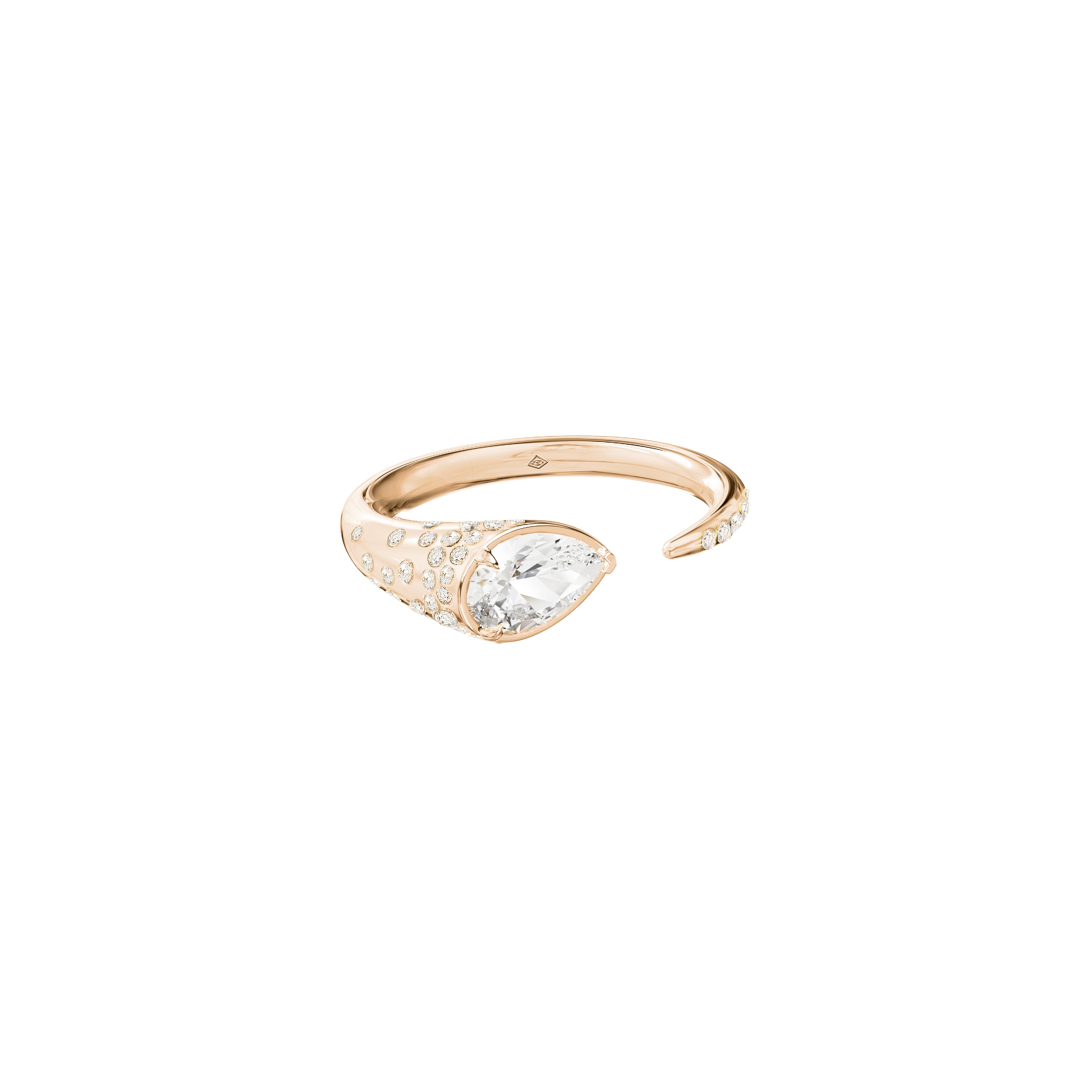 Bague Sornette diamant 0,75CT et pois 0,2CT, or rose