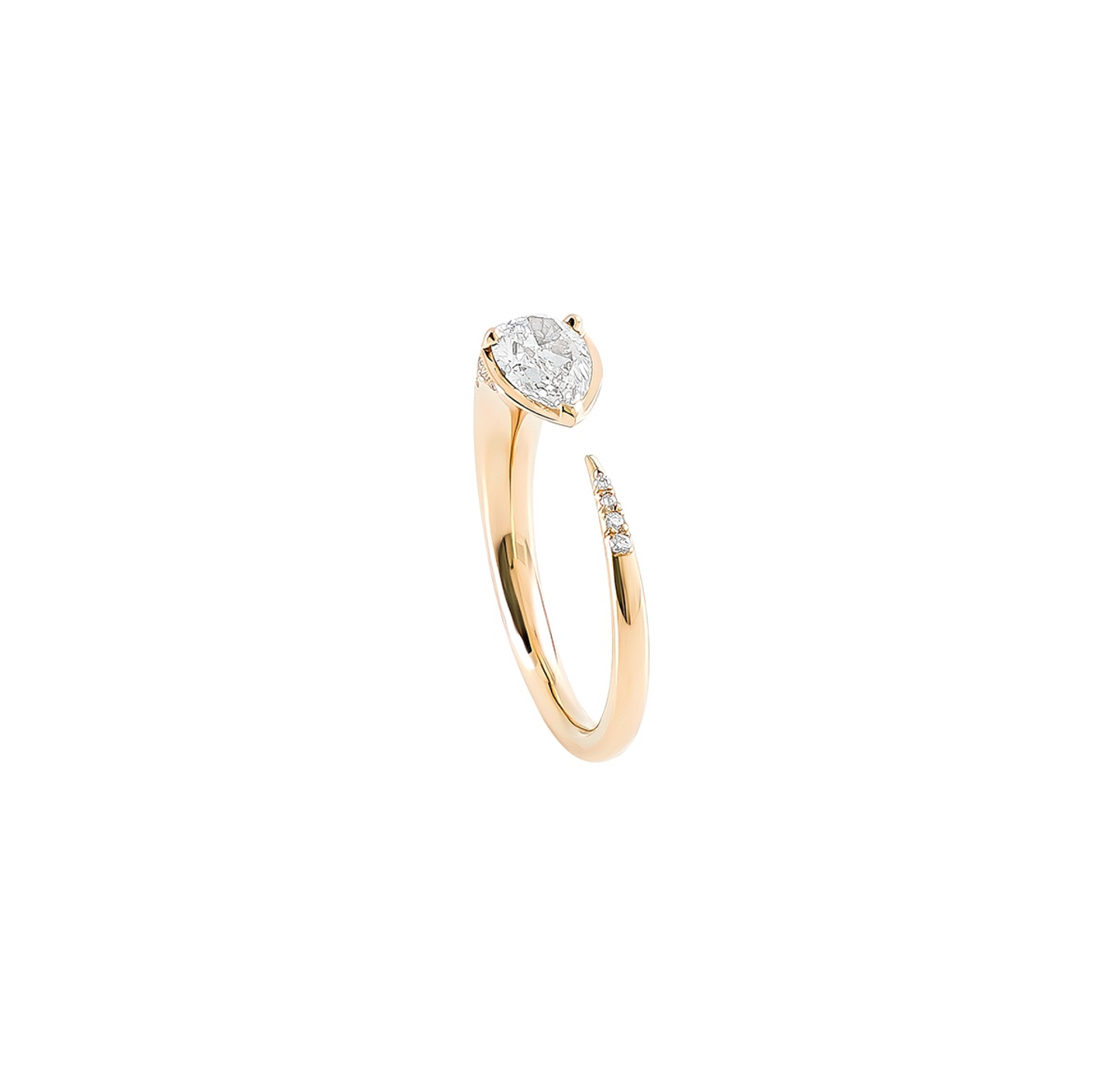 Sornette ring with dots, diamond, and yellow gold