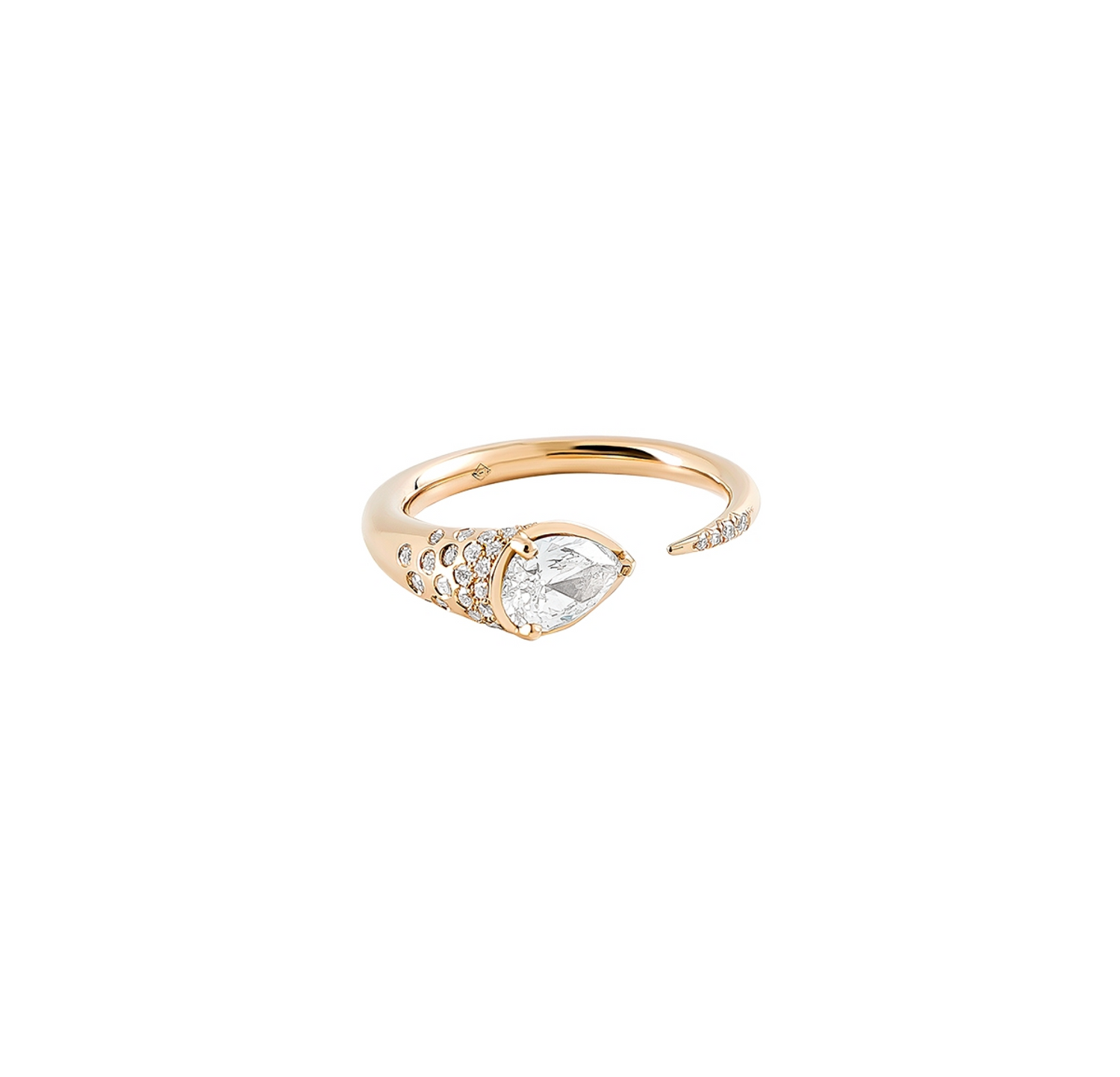Sornette ring with dots, diamond, and yellow gold