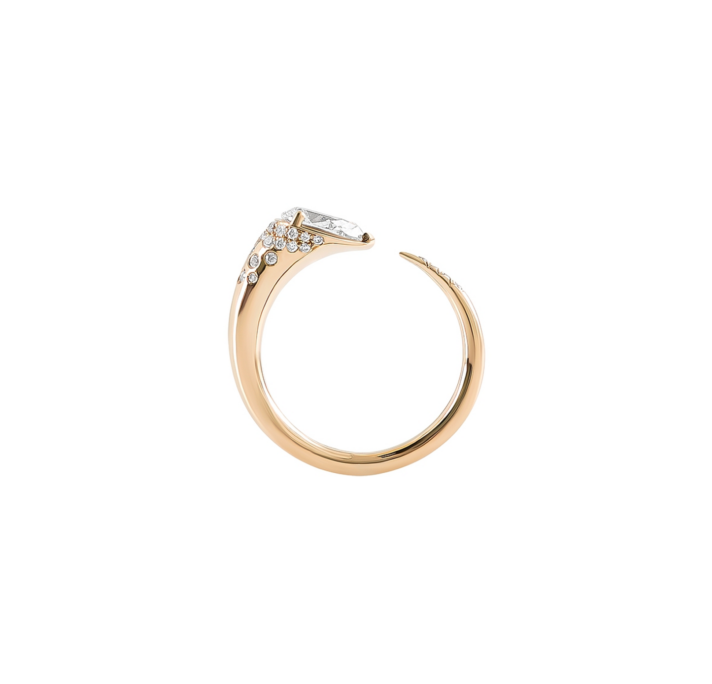 Sornette ring with dots, diamond, and yellow gold