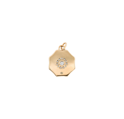 Médaille Okto petite, diamant, et or jaune