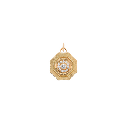 Médaille Okto petite, diamant, et or jaune